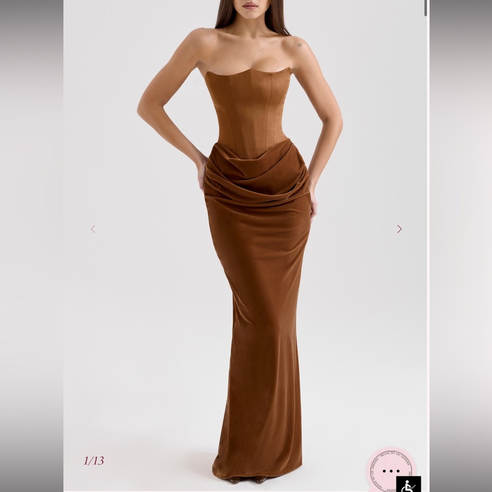 HouseofCB Persephone Toffee Velvet Dress - Larger cups (D/E)